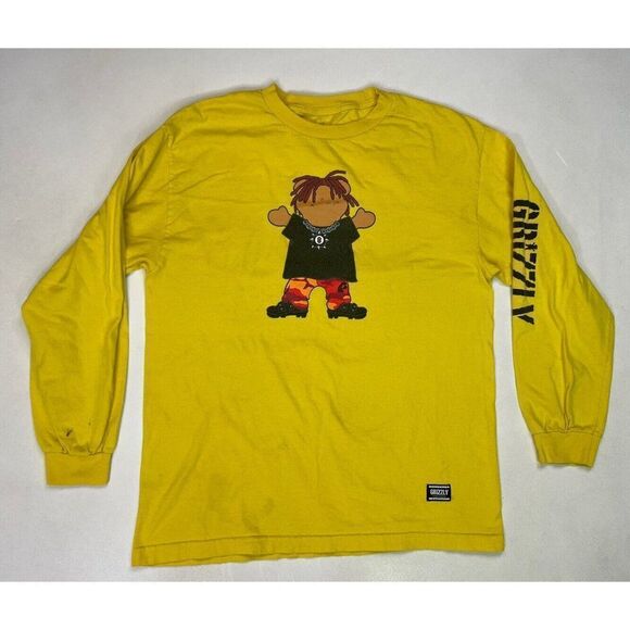 Grizzly Trippie Redd Graphic T-shirt Men Large Yellow Music Long Sleeve - Picture 1 of 8